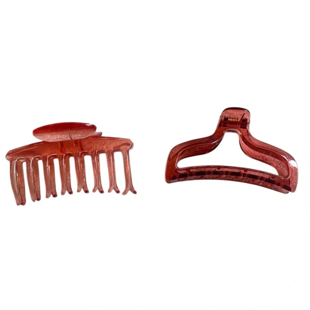 Pink Transparent Hair Claw Clips Set